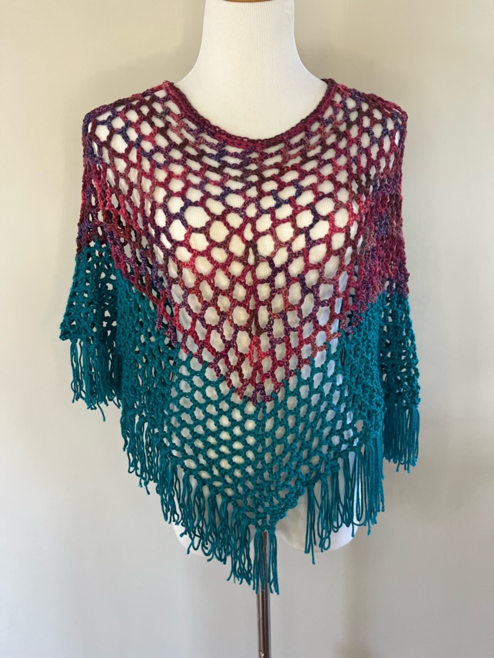 Multicolored Handmade Crochet Poncho